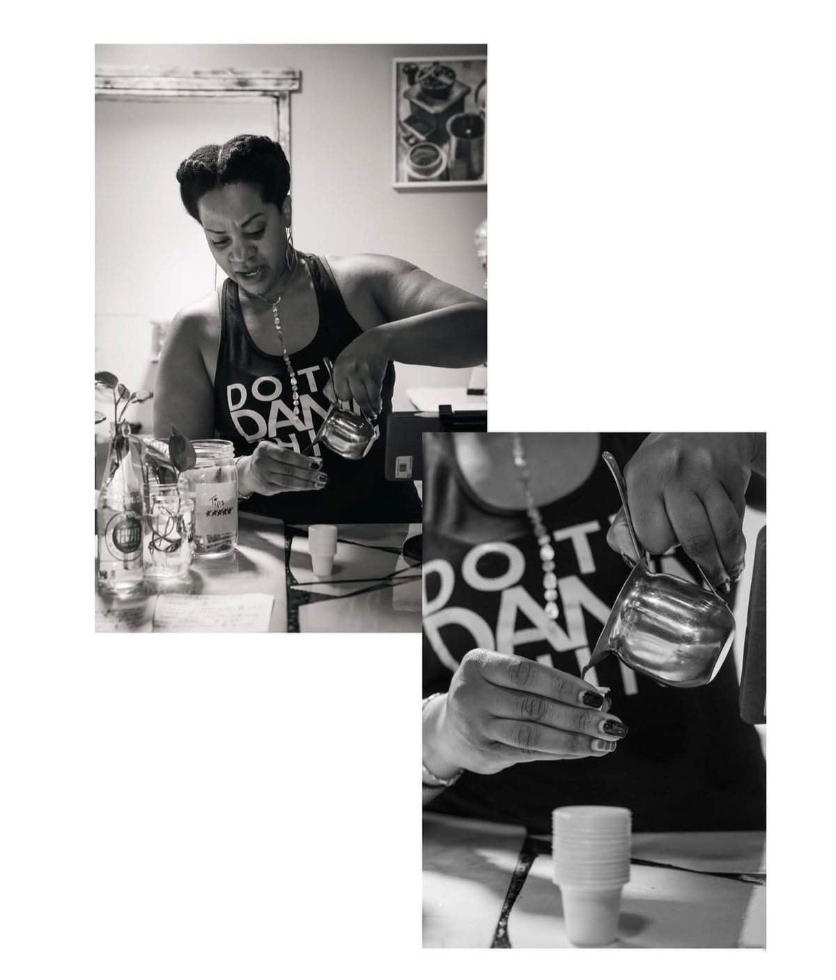 Cuban coffee being poured at The Thread Cafecito